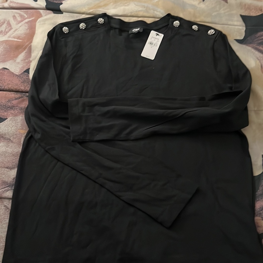 NWT Express rhinestone accent button top